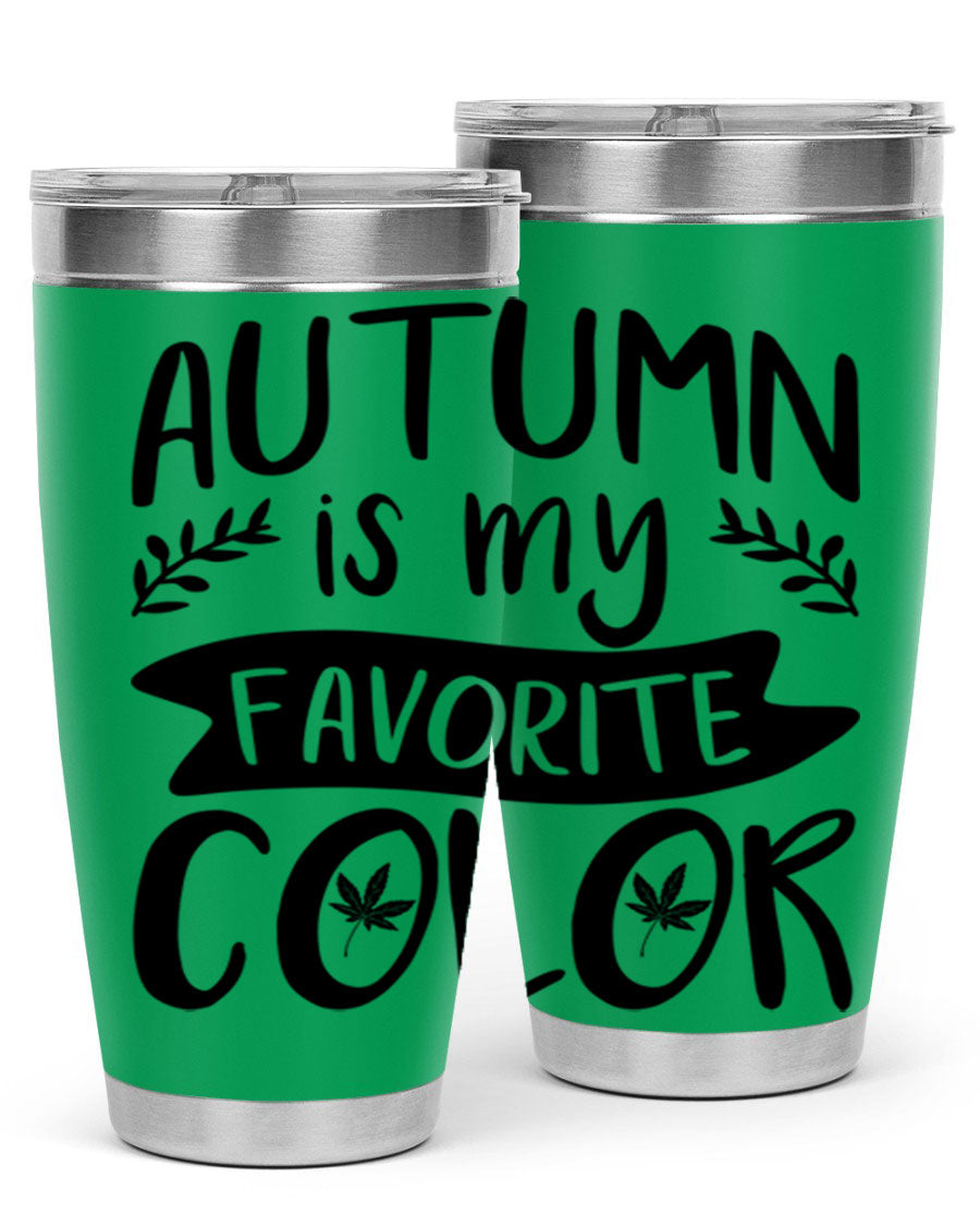 Autumn is My Favorite Color 17# Tumbler showcasing vibrant fall colors and a sleek stainless steel design.