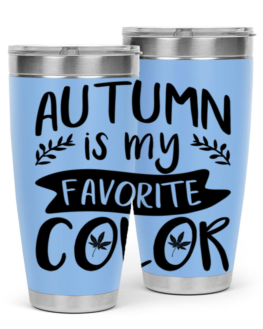 Autumn is My Favorite Color 17# Tumbler showcasing vibrant fall colors and a sleek stainless steel design.