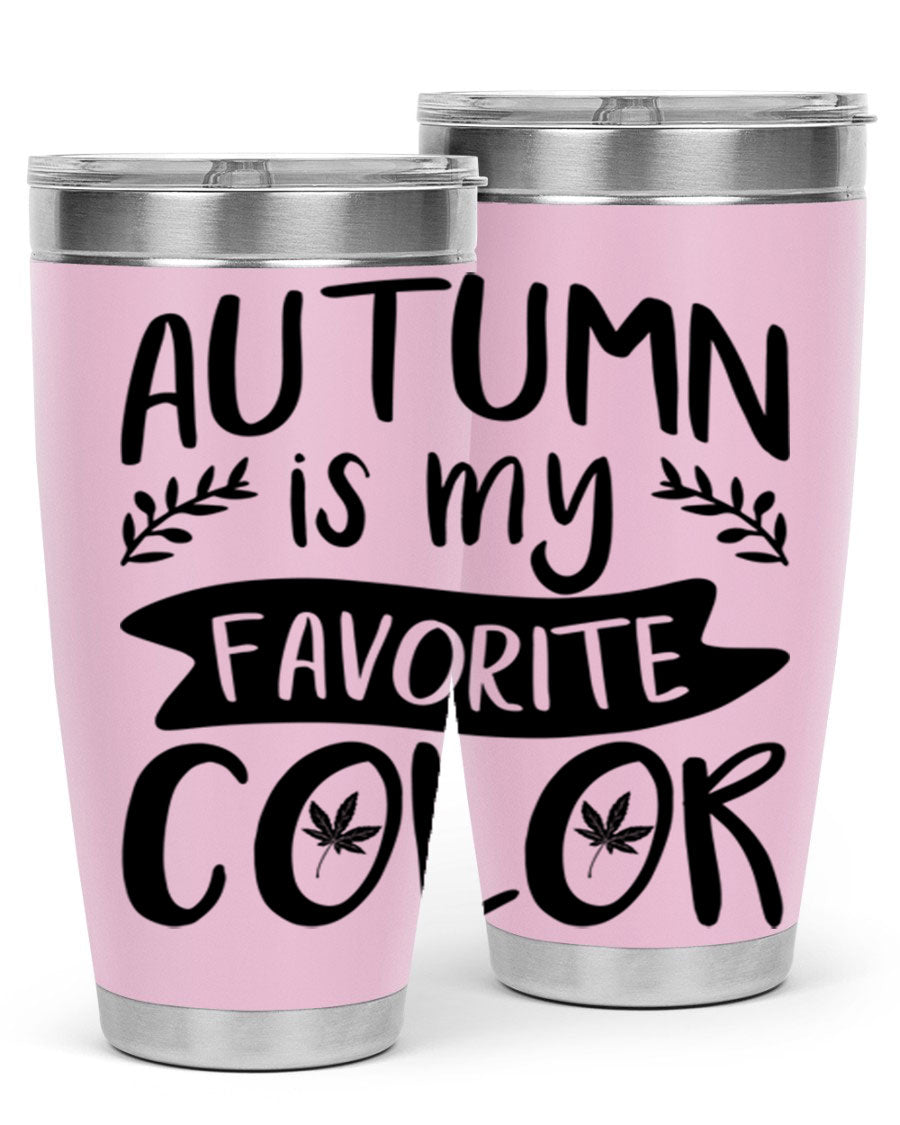 Autumn is My Favorite Color 17# Tumbler showcasing vibrant fall colors and a sleek stainless steel design.