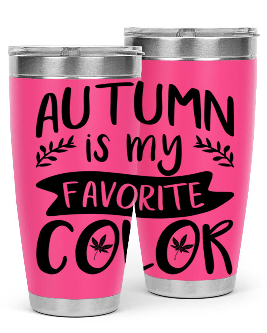 Autumn is My Favorite Color 17# Tumbler showcasing vibrant fall colors and a sleek stainless steel design.