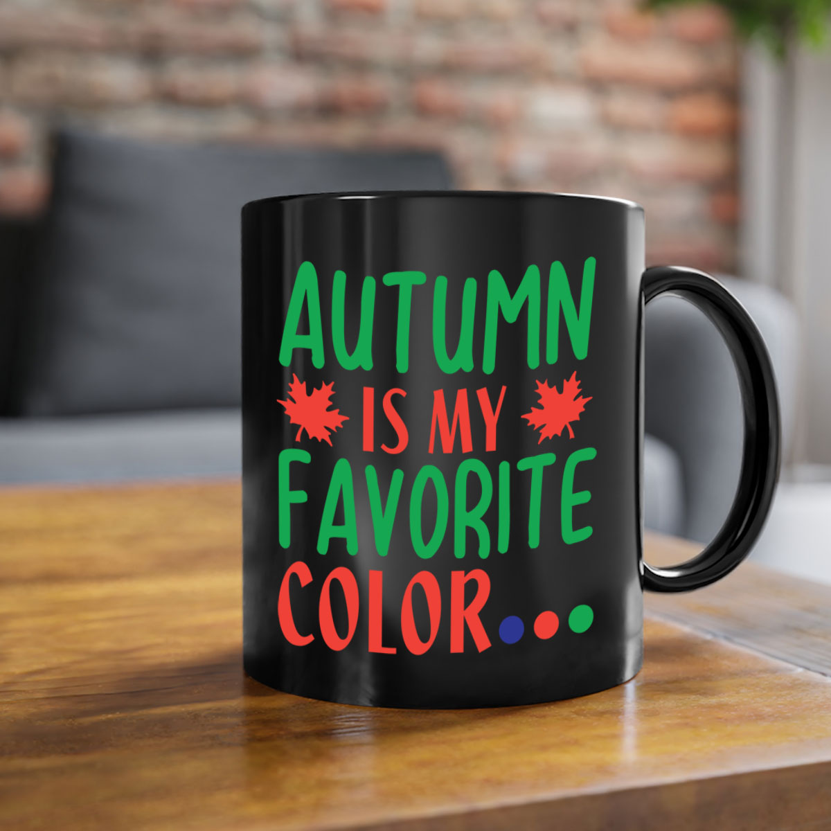 Autumn is My Favorite Color Mug with colorful handle and glossy finish, perfect for fall beverages.