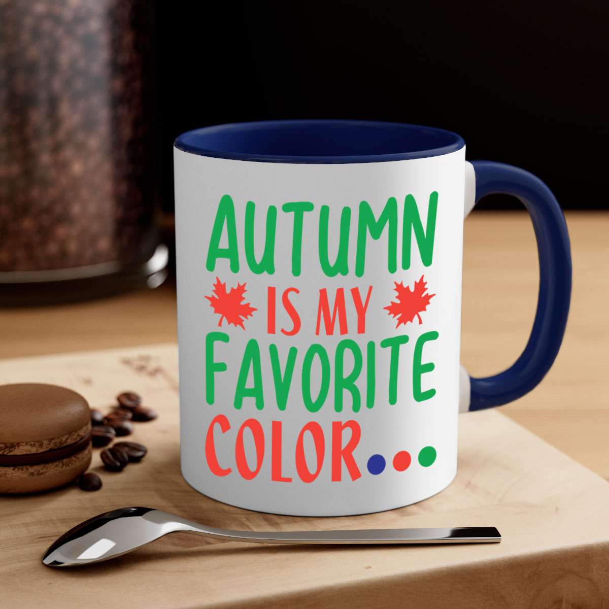 Autumn is My Favorite Color Mug with colorful handle and glossy finish, perfect for fall beverages.