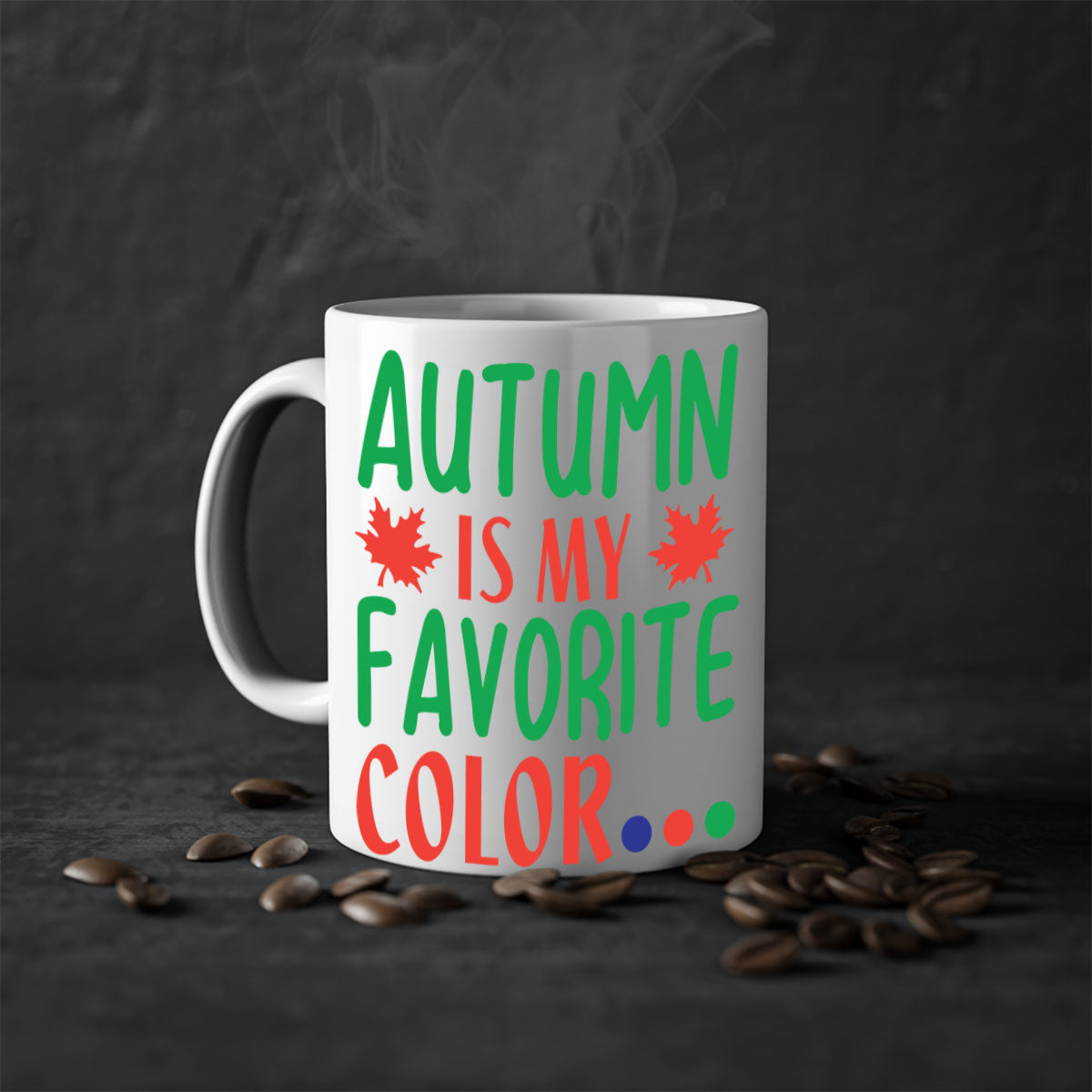 Autumn is My Favorite Color Mug with colorful handle and glossy finish, perfect for fall beverages.