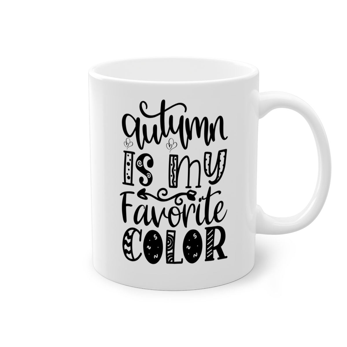 Autumn Is My Favorite Color Mug featuring a glossy finish with a colored handle and interior, available in five vibrant colors.