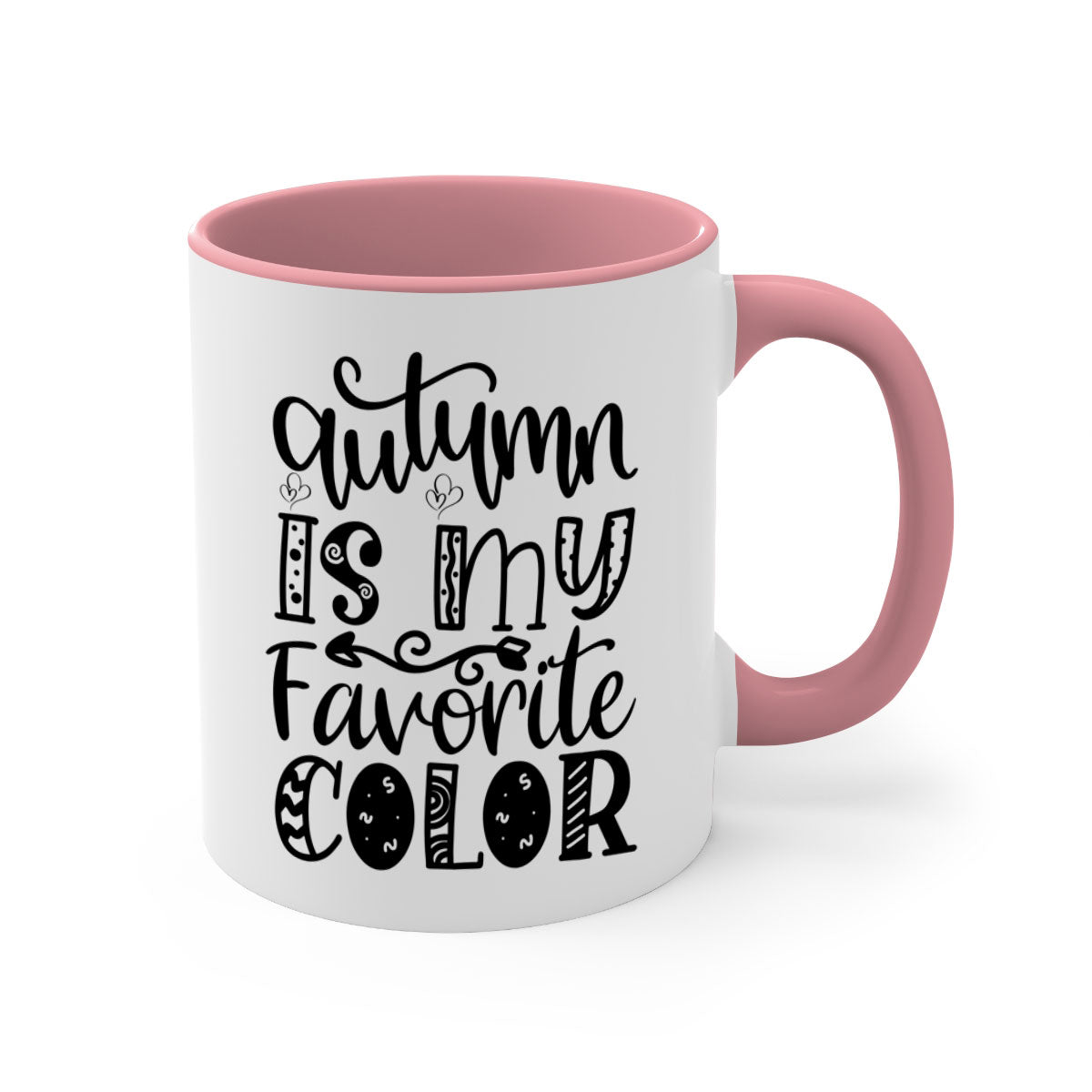 Autumn Is My Favorite Color Mug featuring a glossy finish with a colored handle and interior, available in five vibrant colors.