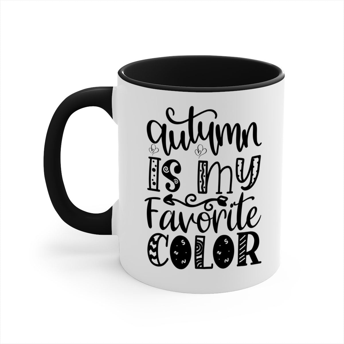 Autumn Is My Favorite Color Mug featuring a glossy finish with a colored handle and interior, available in five vibrant colors.