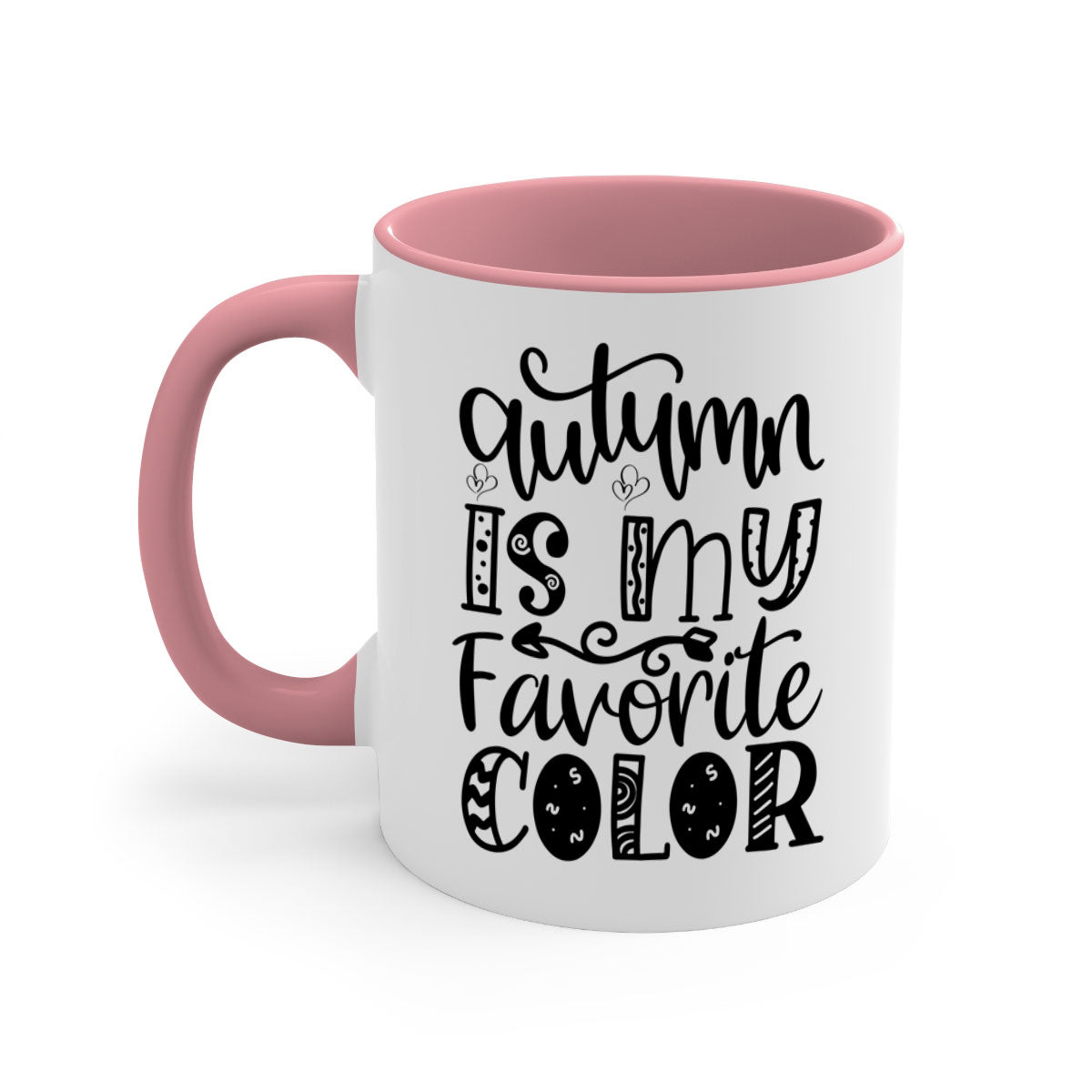 Autumn Is My Favorite Color Mug featuring a glossy finish with a colored handle and interior, available in five vibrant colors.