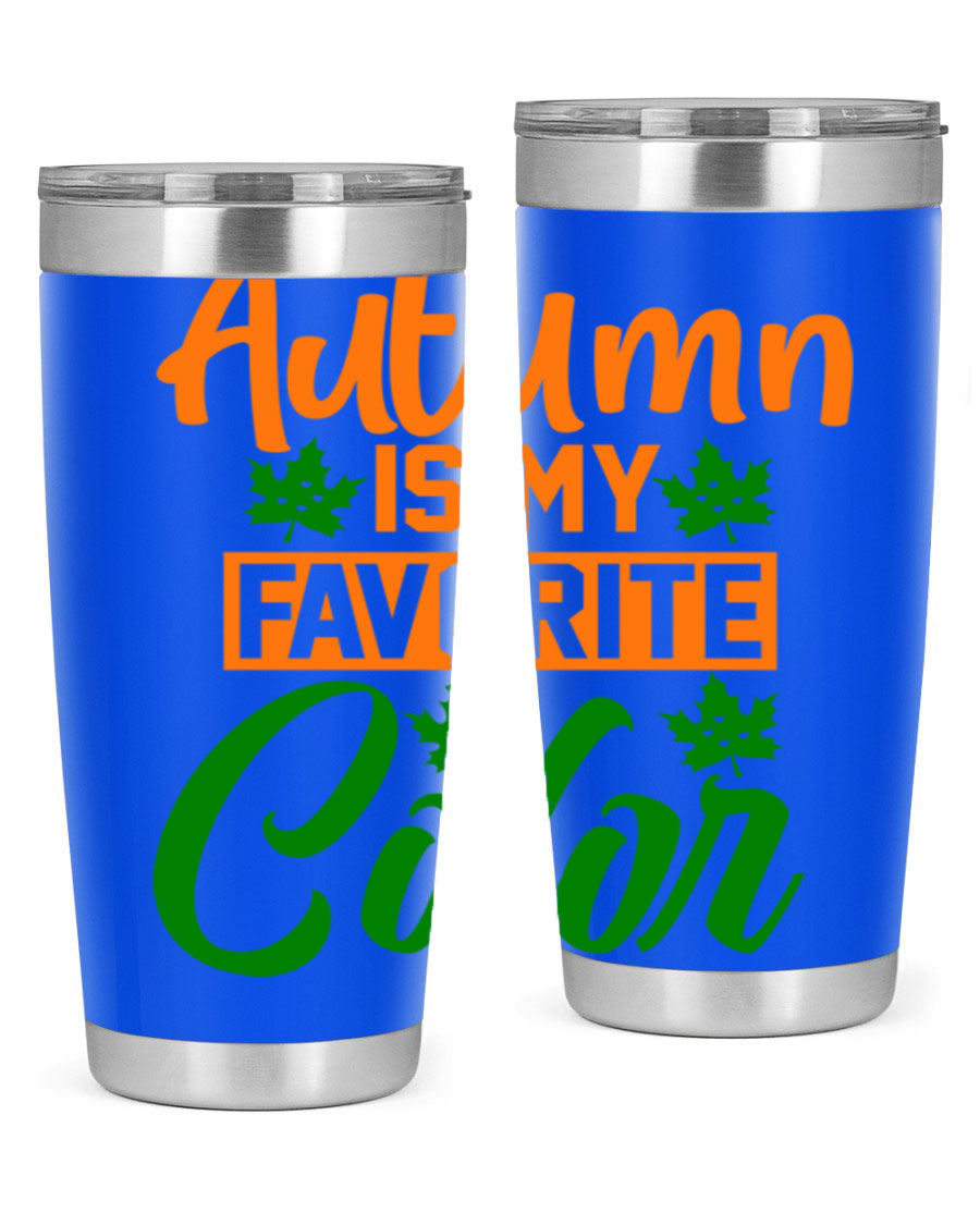 Autumn is My Favorite Color 21# Tumbler featuring vibrant fall colors and a stainless steel design, perfect for hot and cold beverages.