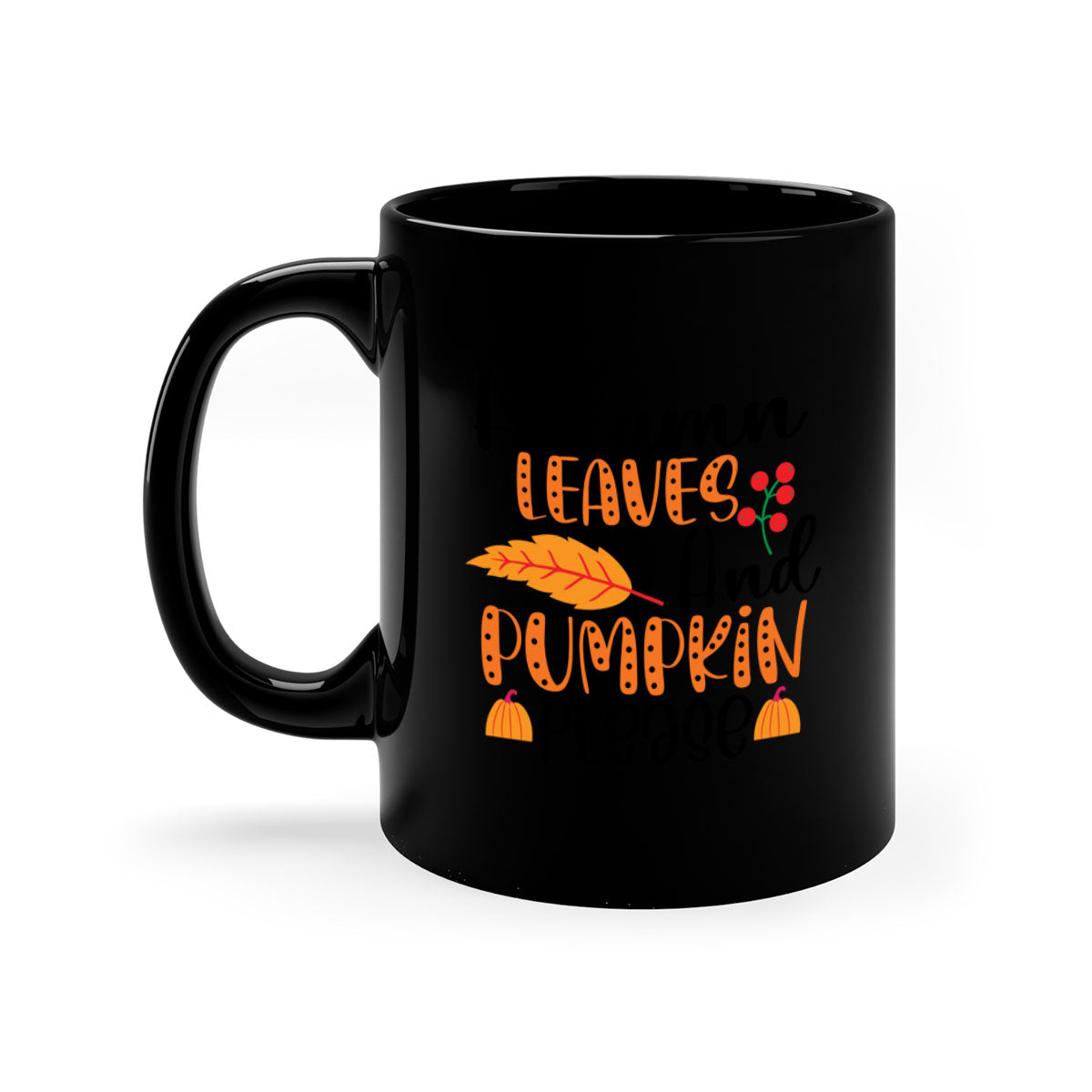 Autumn Leaves And Pumpkin Please Mug with a glossy finish, featuring a two-tone design and a colored handle, perfect for fall beverages.