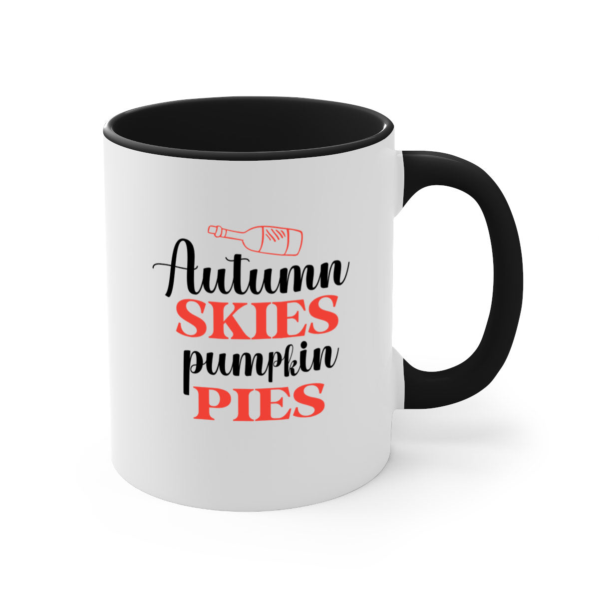 Autumn Skies Pumpkin Pies Mug featuring a two-tone design with a colored handle and glossy finish, perfect for fall beverages.