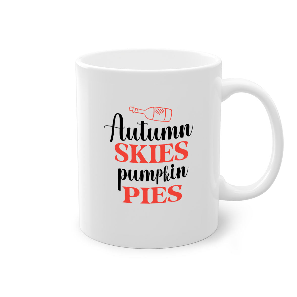 Autumn Skies Pumpkin Pies Mug featuring a two-tone design with a colored handle and glossy finish, perfect for fall beverages.