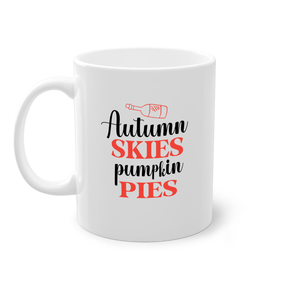 Autumn Skies Pumpkin Pies Mug featuring a two-tone design with a colored handle and glossy finish, perfect for fall beverages.