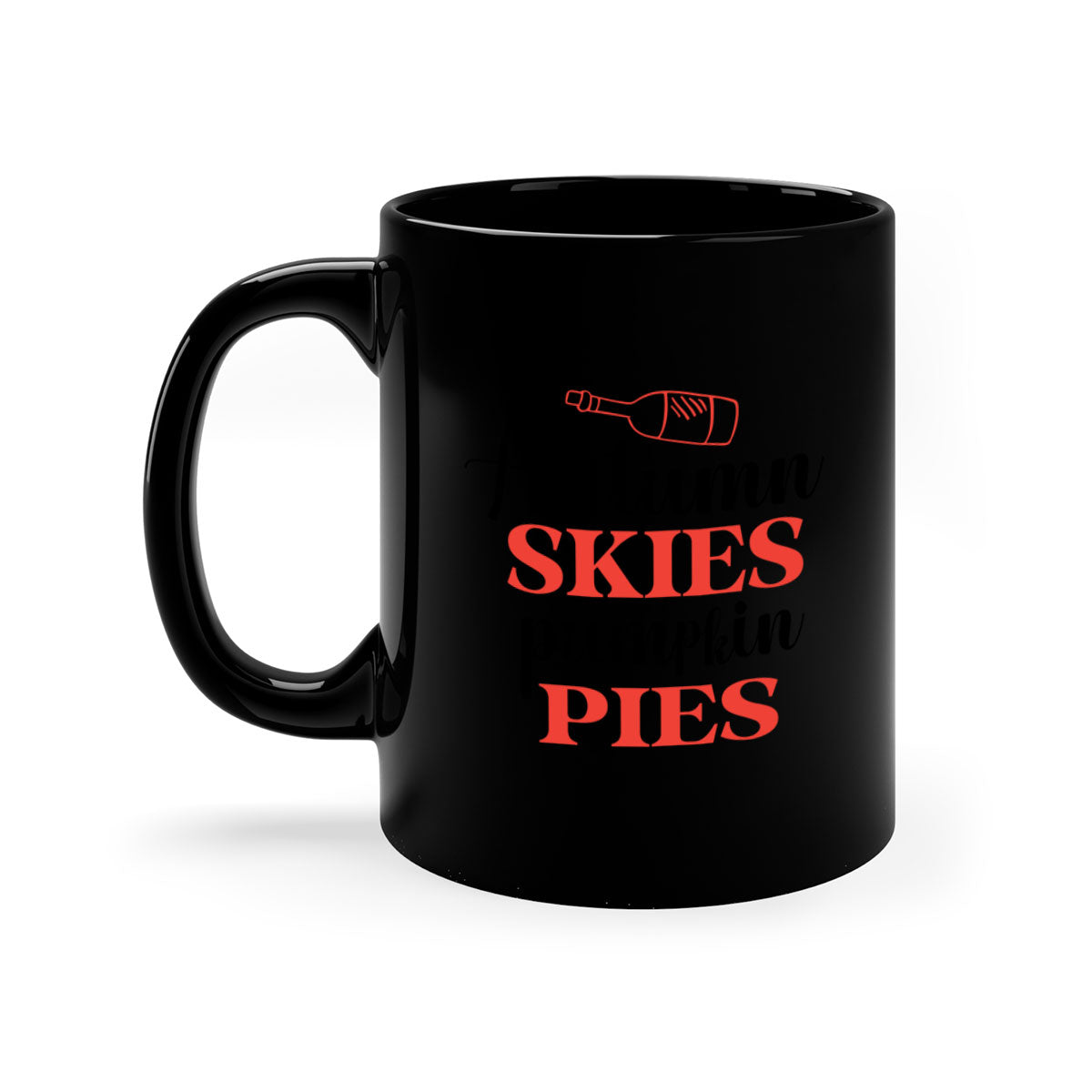 Autumn Skies Pumpkin Pies Mug featuring a two-tone design with a colored handle and glossy finish, perfect for fall beverages.