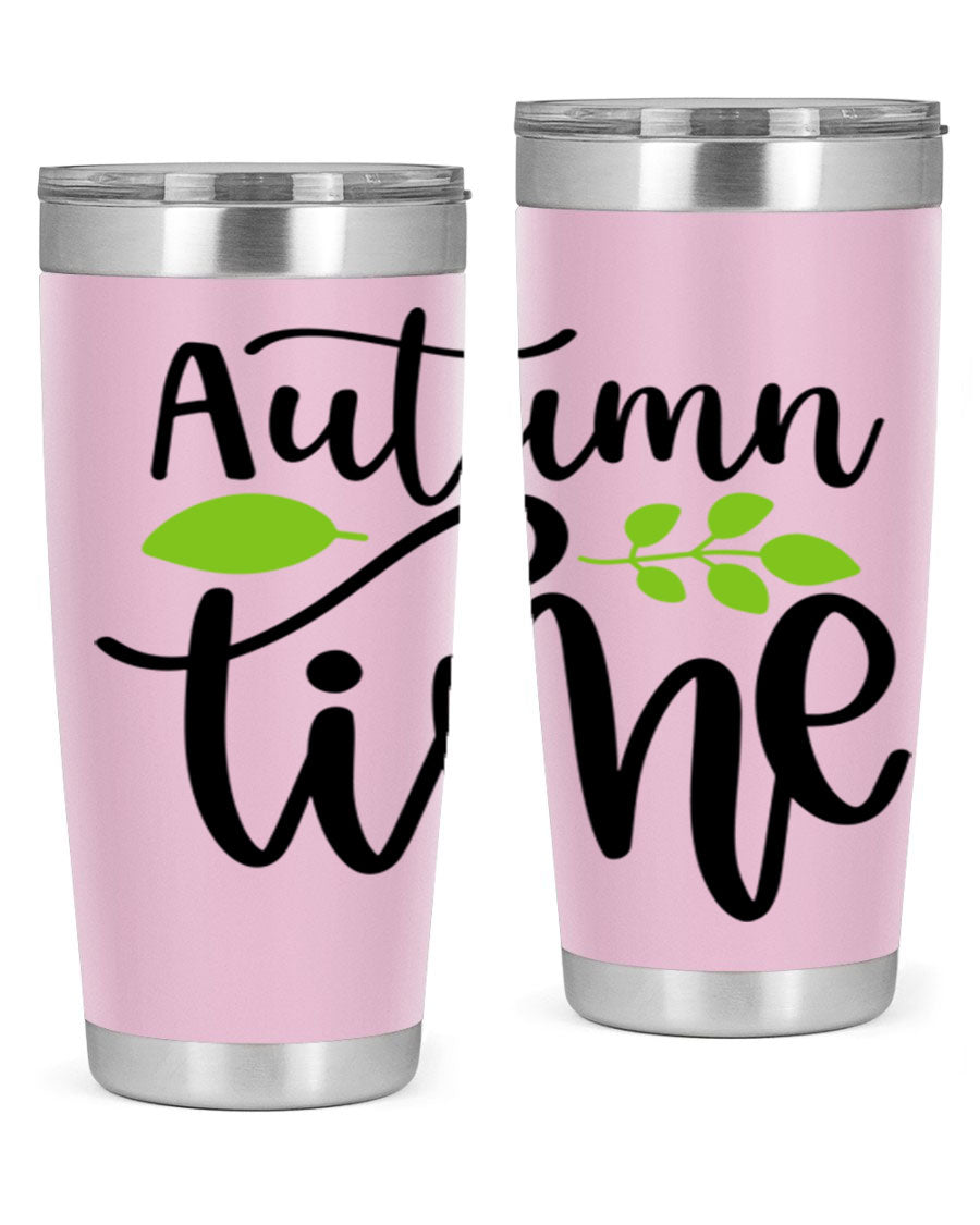 Autumn Time 35# Tumbler featuring double wall vacuum stainless steel design, perfect for keeping drinks hot or cold.