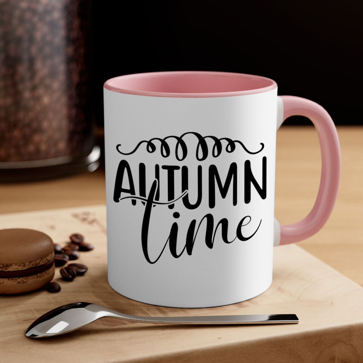 Autumn Time 36# Mug featuring a two-tone design with a colored handle and glossy finish, available in multiple colors.