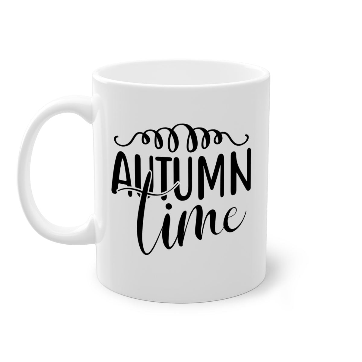 Autumn Time 36# Mug featuring a two-tone design with a colored handle and glossy finish, available in multiple colors.