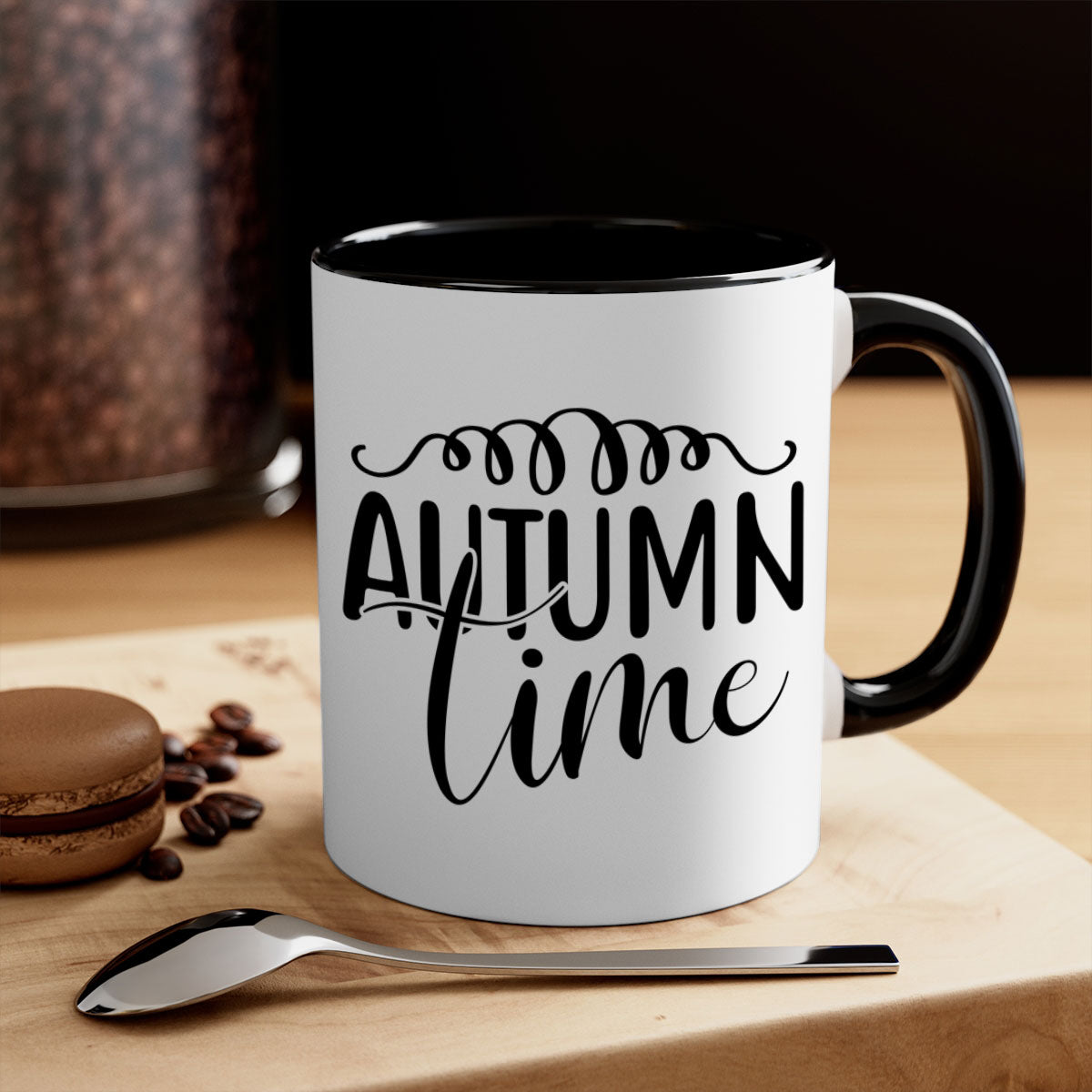 Autumn Time 36# Mug featuring a two-tone design with a colored handle and glossy finish, available in multiple colors.