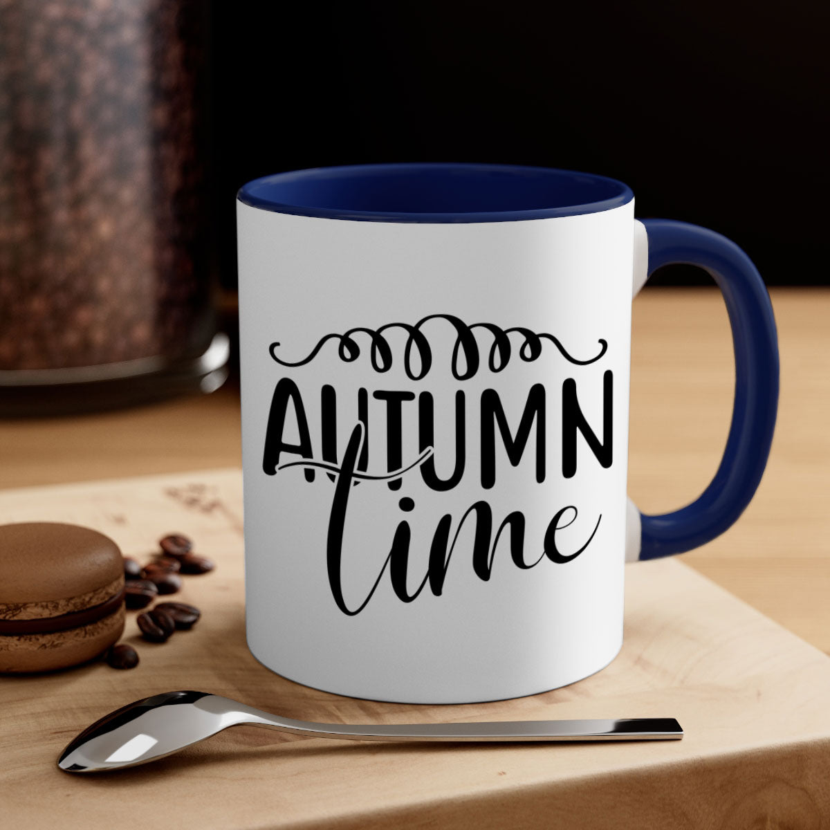 Autumn Time 36# Mug featuring a two-tone design with a colored handle and glossy finish, available in multiple colors.