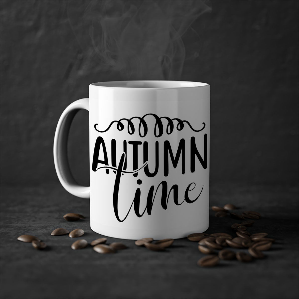 Autumn Time 36# Mug featuring a two-tone design with a colored handle and glossy finish, available in multiple colors.