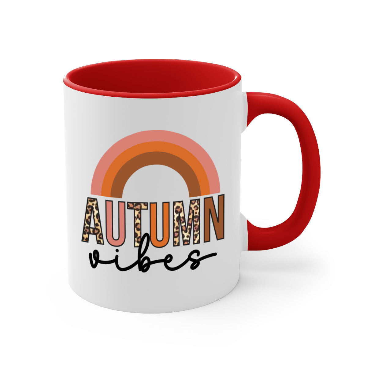 Autumn vibes 38# Mug featuring a glossy finish with a colored handle and interior, available in five vibrant colors.