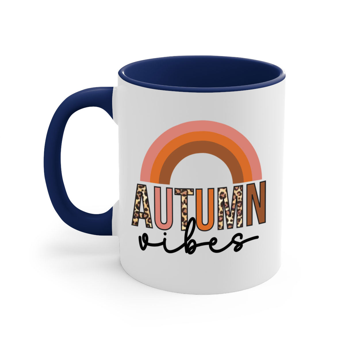 Autumn vibes 38# Mug featuring a glossy finish with a colored handle and interior, available in five vibrant colors.