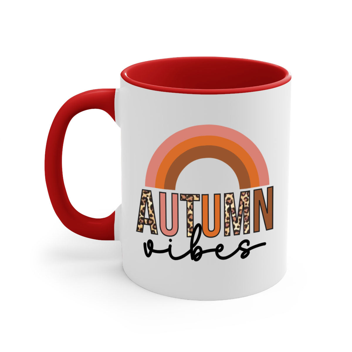 Autumn vibes 38# Mug featuring a glossy finish with a colored handle and interior, available in five vibrant colors.