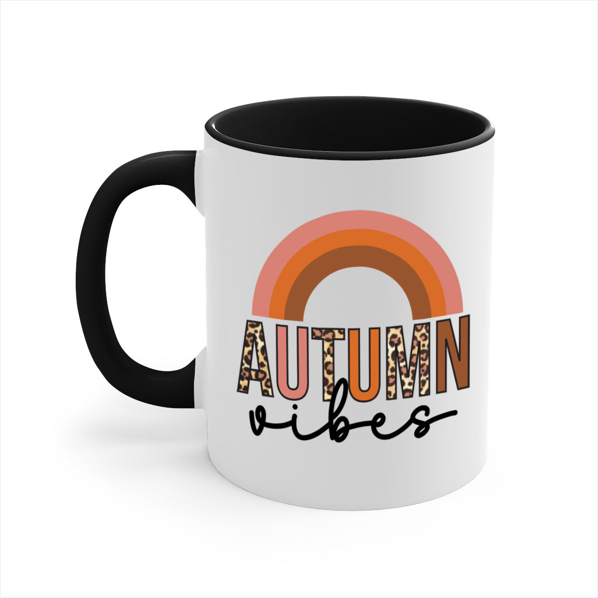 Autumn vibes 38# Mug featuring a glossy finish with a colored handle and interior, available in five vibrant colors.