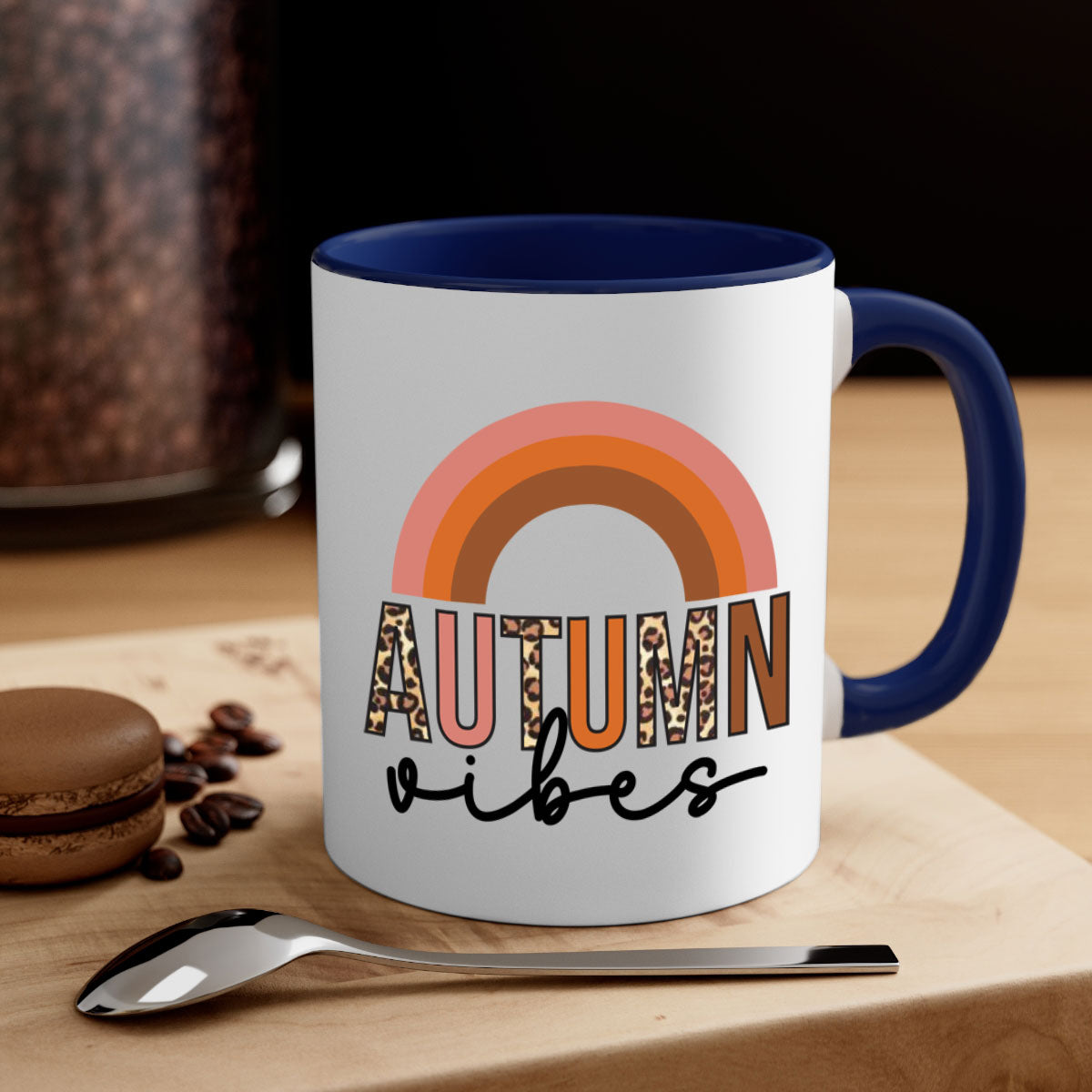 Autumn vibes 38# Mug featuring a glossy finish with a colored handle and interior, available in five vibrant colors.