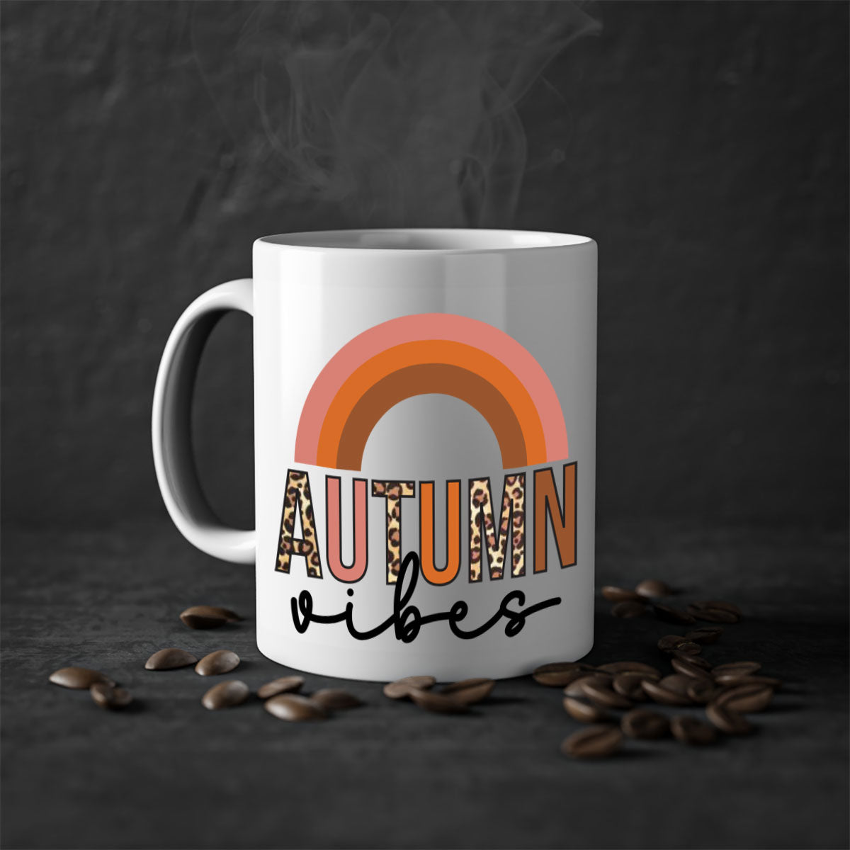 Autumn vibes 38# Mug featuring a glossy finish with a colored handle and interior, available in five vibrant colors.