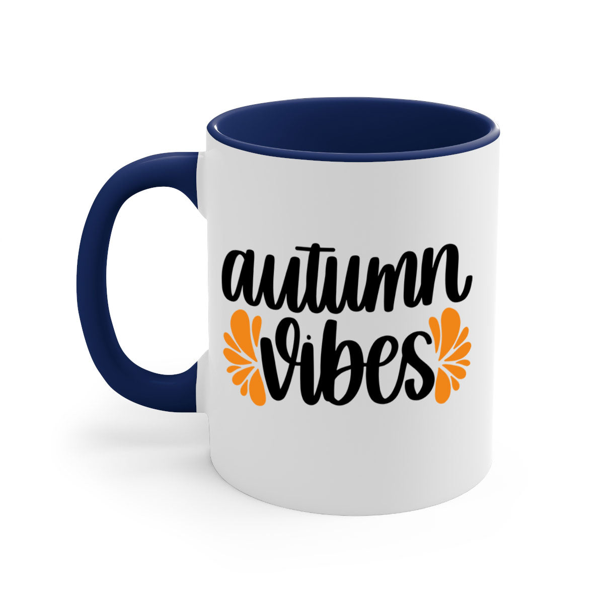 Autumn Vibes 478# Mug featuring a glossy finish, colored handle, and interior in five vibrant colors, perfect for coffee or tea.