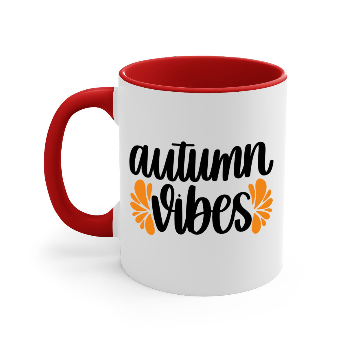 Autumn Vibes 478# Mug featuring a glossy finish, colored handle, and interior in five vibrant colors, perfect for coffee or tea.