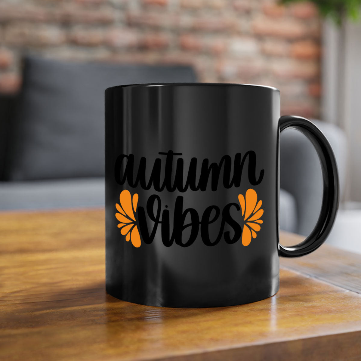 Autumn Vibes 478# Mug featuring a glossy finish, colored handle, and interior in five vibrant colors, perfect for coffee or tea.