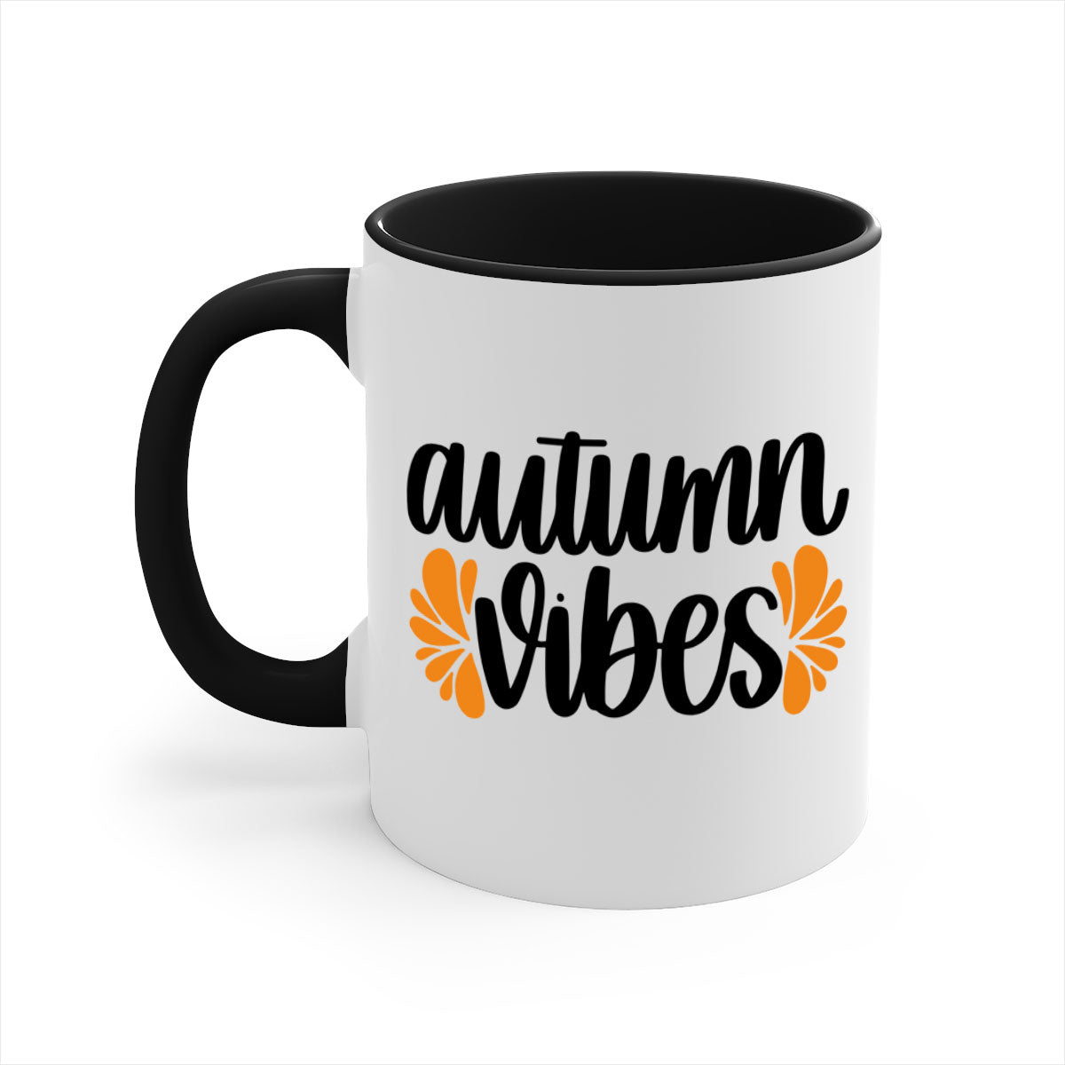 Autumn Vibes 478# Mug featuring a glossy finish, colored handle, and interior in five vibrant colors, perfect for coffee or tea.