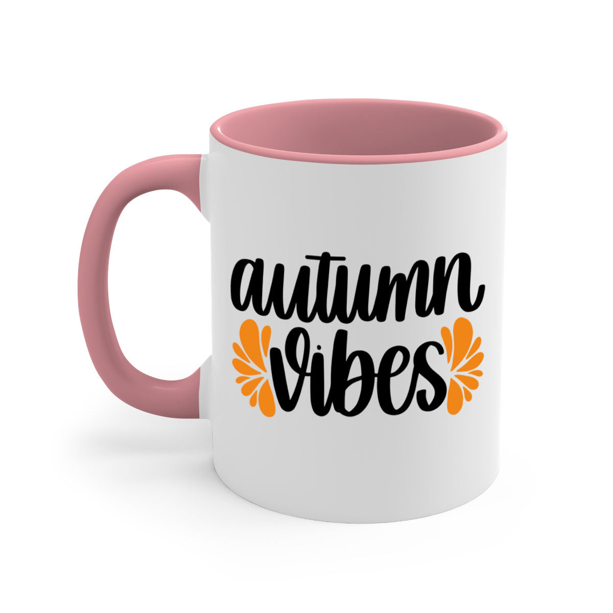 Autumn Vibes 478# Mug featuring a glossy finish, colored handle, and interior in five vibrant colors, perfect for coffee or tea.