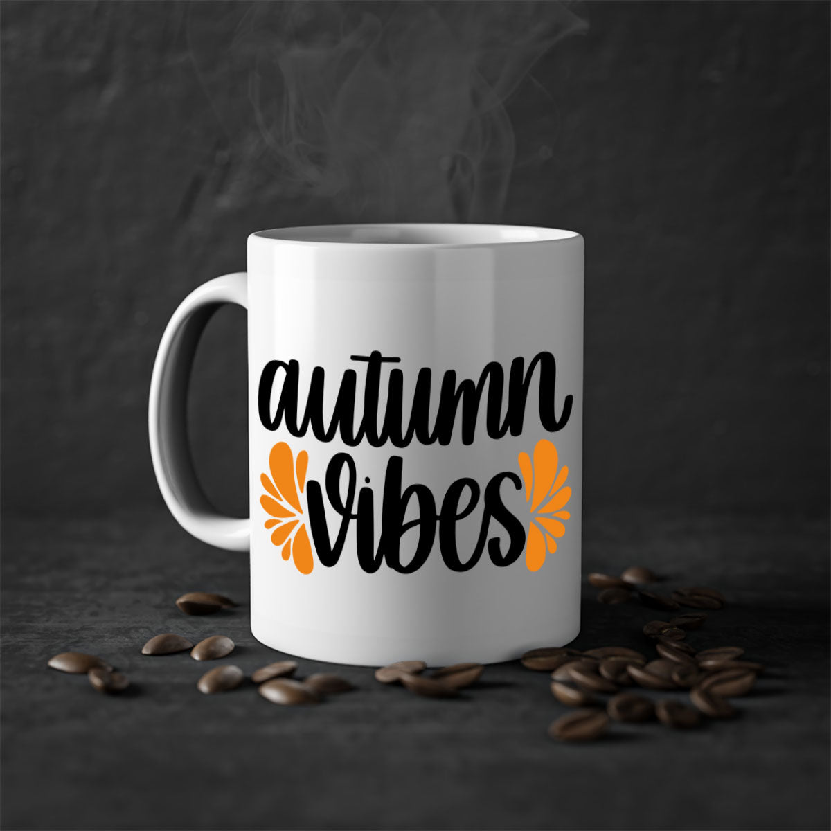 Autumn Vibes 478# Mug featuring a glossy finish, colored handle, and interior in five vibrant colors, perfect for coffee or tea.