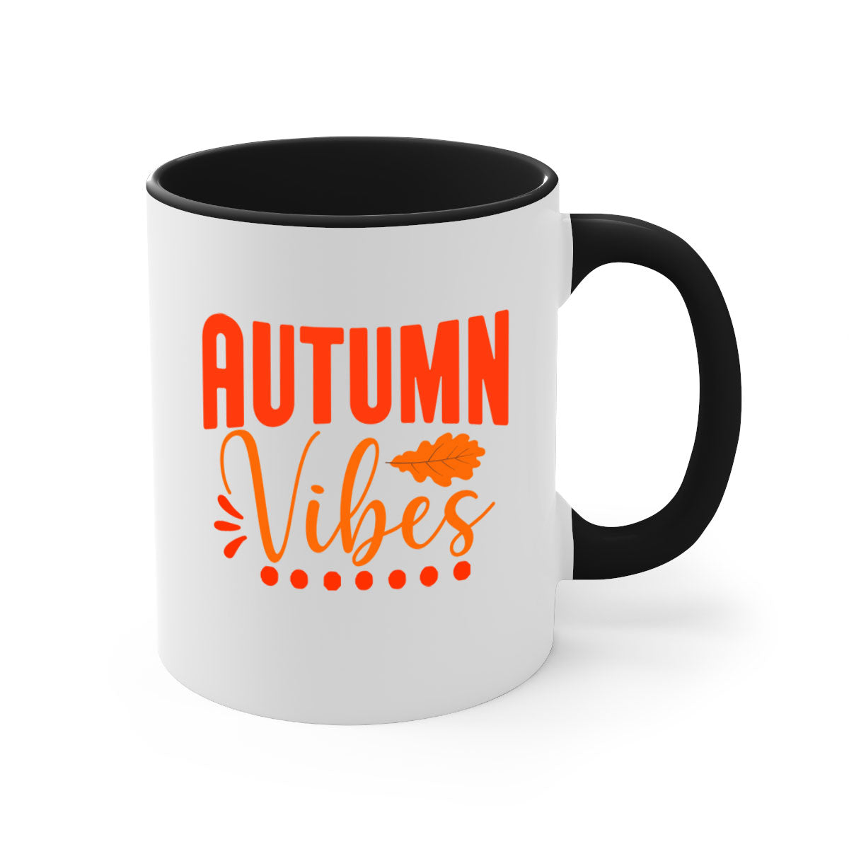 Autumn Vibes Design 39# Mug featuring a glossy finish, colored handle, and interior, available in five vibrant colors.