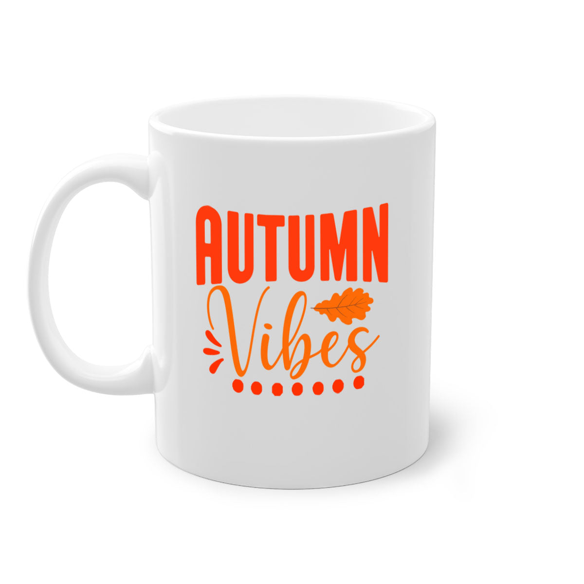 Autumn Vibes Design 39# Mug featuring a glossy finish, colored handle, and interior, available in five vibrant colors.