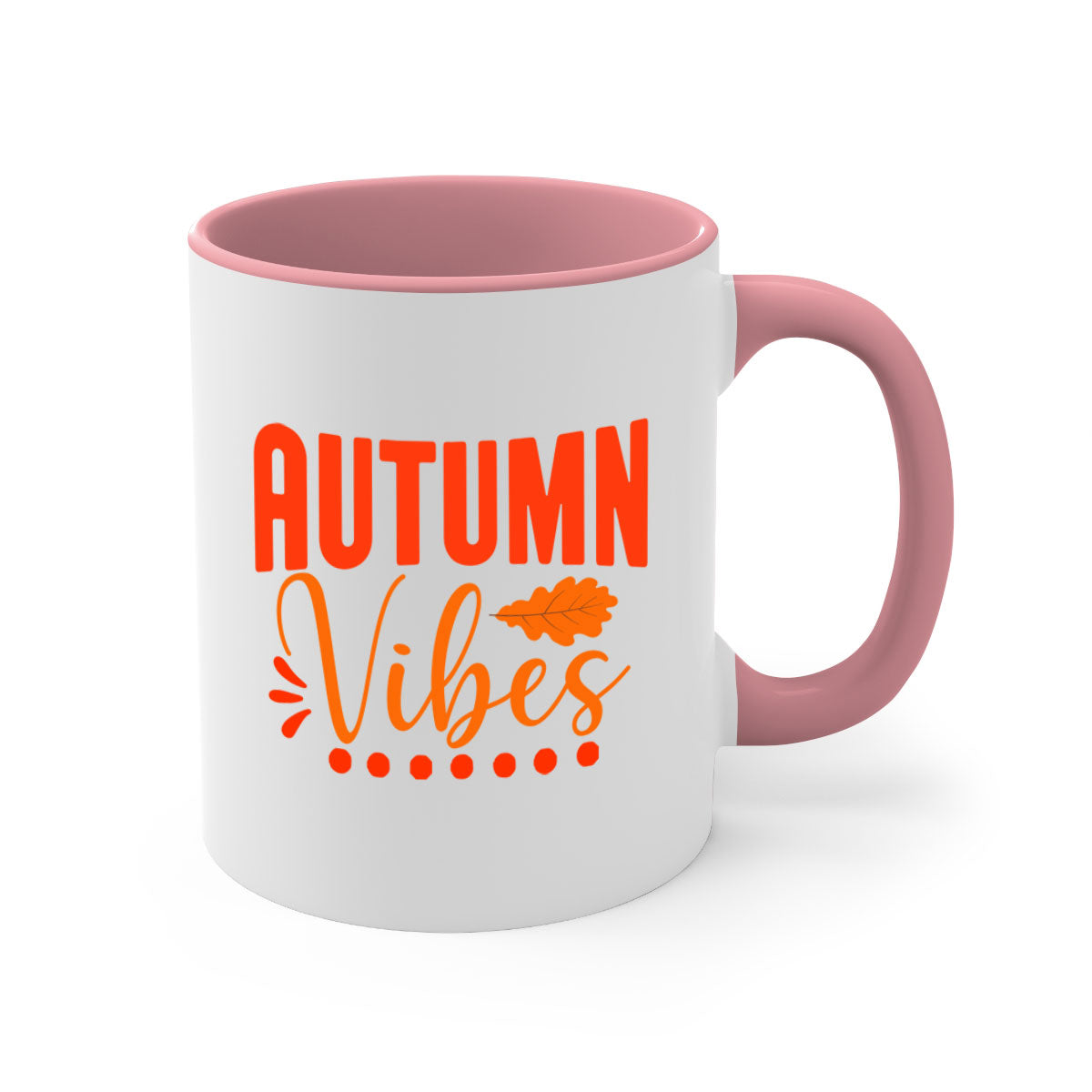 Autumn Vibes Design 39# Mug featuring a glossy finish, colored handle, and interior, available in five vibrant colors.