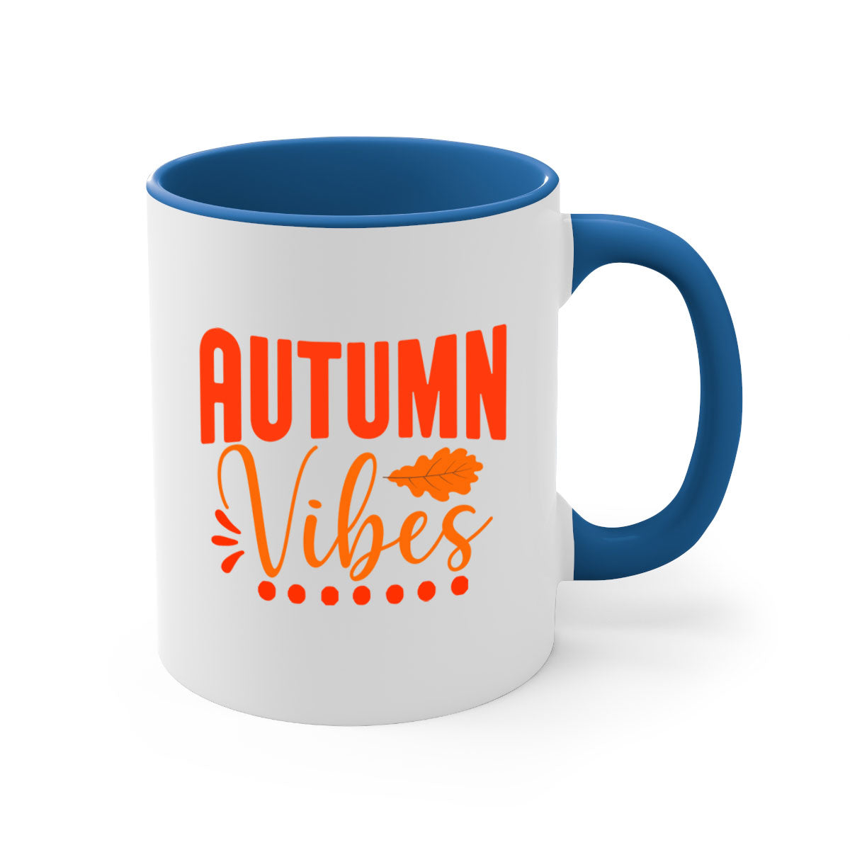 Autumn Vibes Design 39# Mug featuring a glossy finish, colored handle, and interior, available in five vibrant colors.