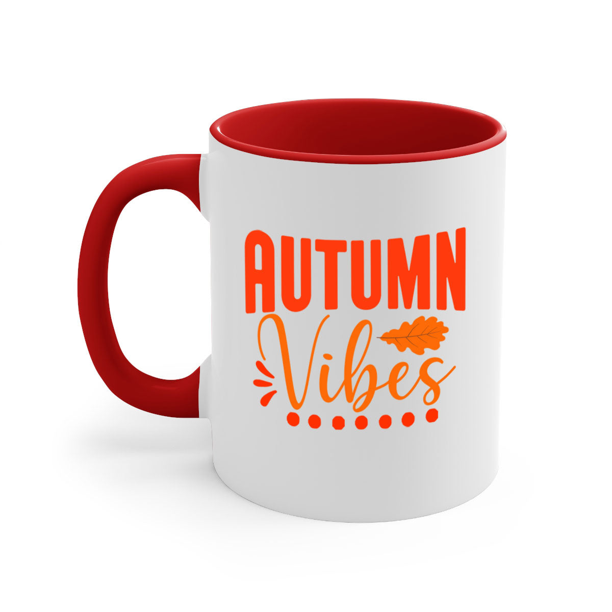 Autumn Vibes Design 39# Mug featuring a glossy finish, colored handle, and interior, available in five vibrant colors.