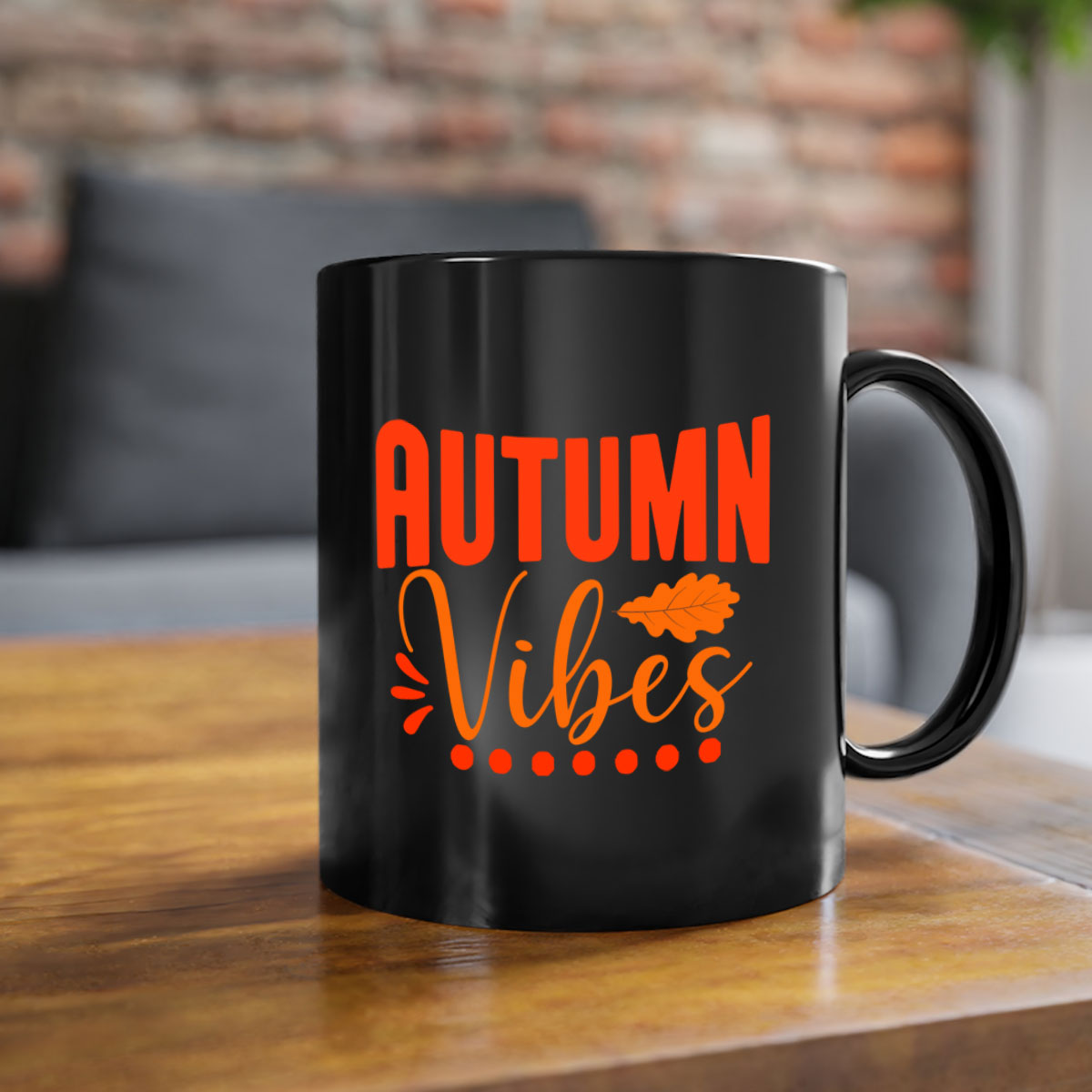 Autumn Vibes Design 39# Mug featuring a glossy finish, colored handle, and interior, available in five vibrant colors.