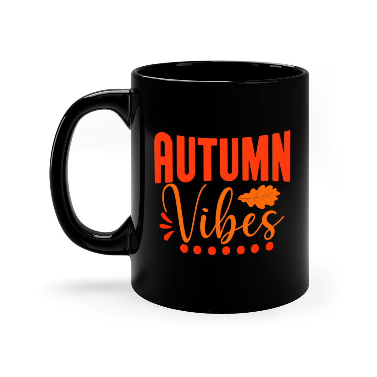 Autumn Vibes Design 39# Mug featuring a glossy finish, colored handle, and interior, available in five vibrant colors.