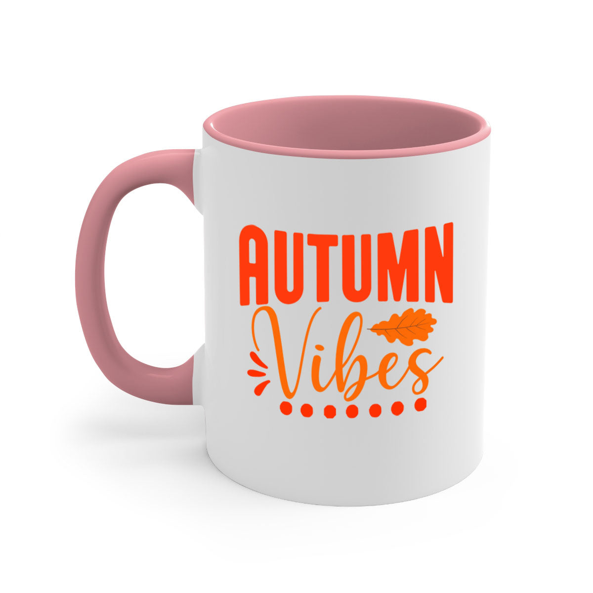 Autumn Vibes Design 39# Mug featuring a glossy finish, colored handle, and interior, available in five vibrant colors.