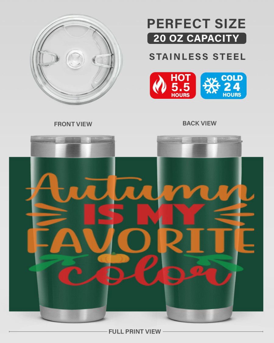 AutumnisMyFavoriteColor 41# Tumbler showcasing a stylish fall design, made of double wall vacuum stainless steel with copper lining.