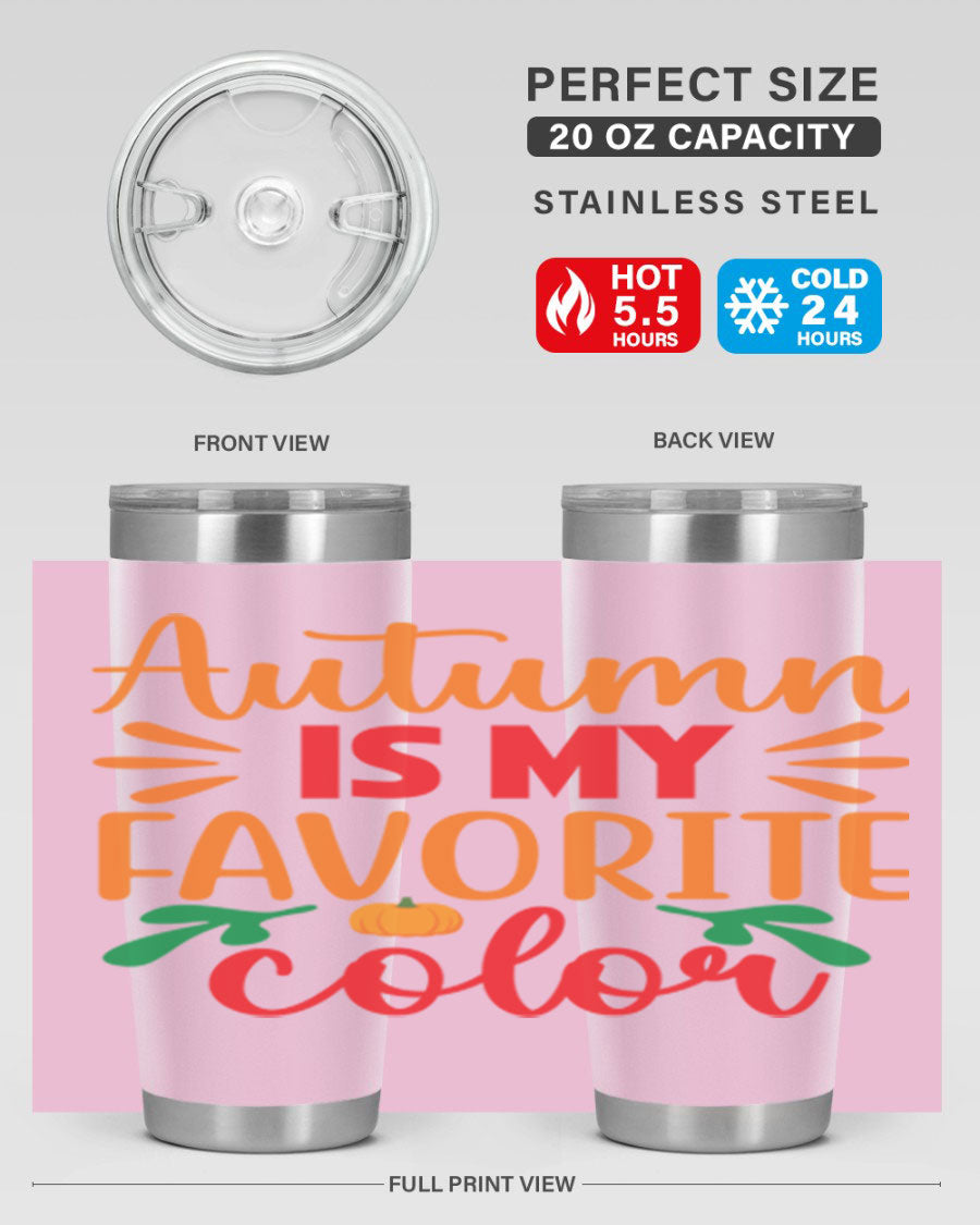 AutumnisMyFavoriteColor 41# Tumbler showcasing a stylish fall design, made of double wall vacuum stainless steel with copper lining.