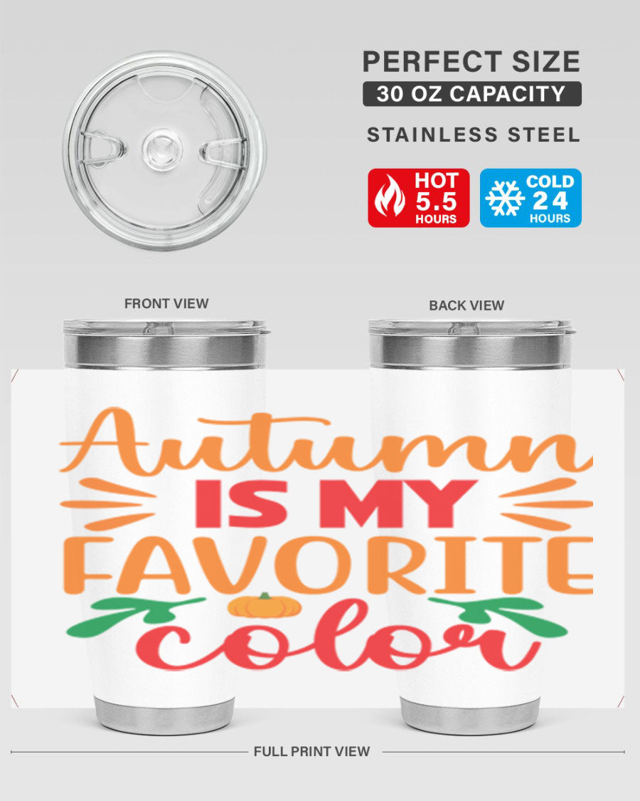 AutumnisMyFavoriteColor 41# Tumbler showcasing a stylish fall design, made of double wall vacuum stainless steel with copper lining.