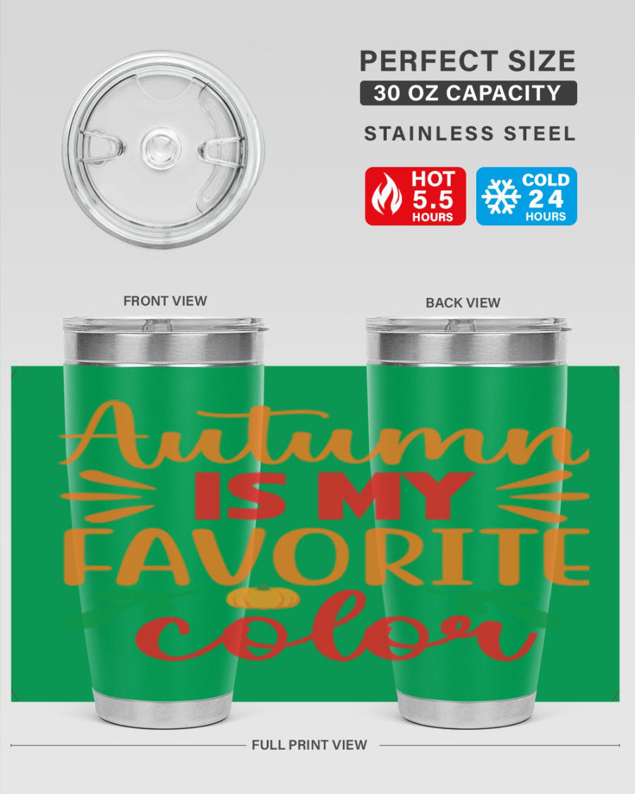 AutumnisMyFavoriteColor 41# Tumbler showcasing a stylish fall design, made of double wall vacuum stainless steel with copper lining.