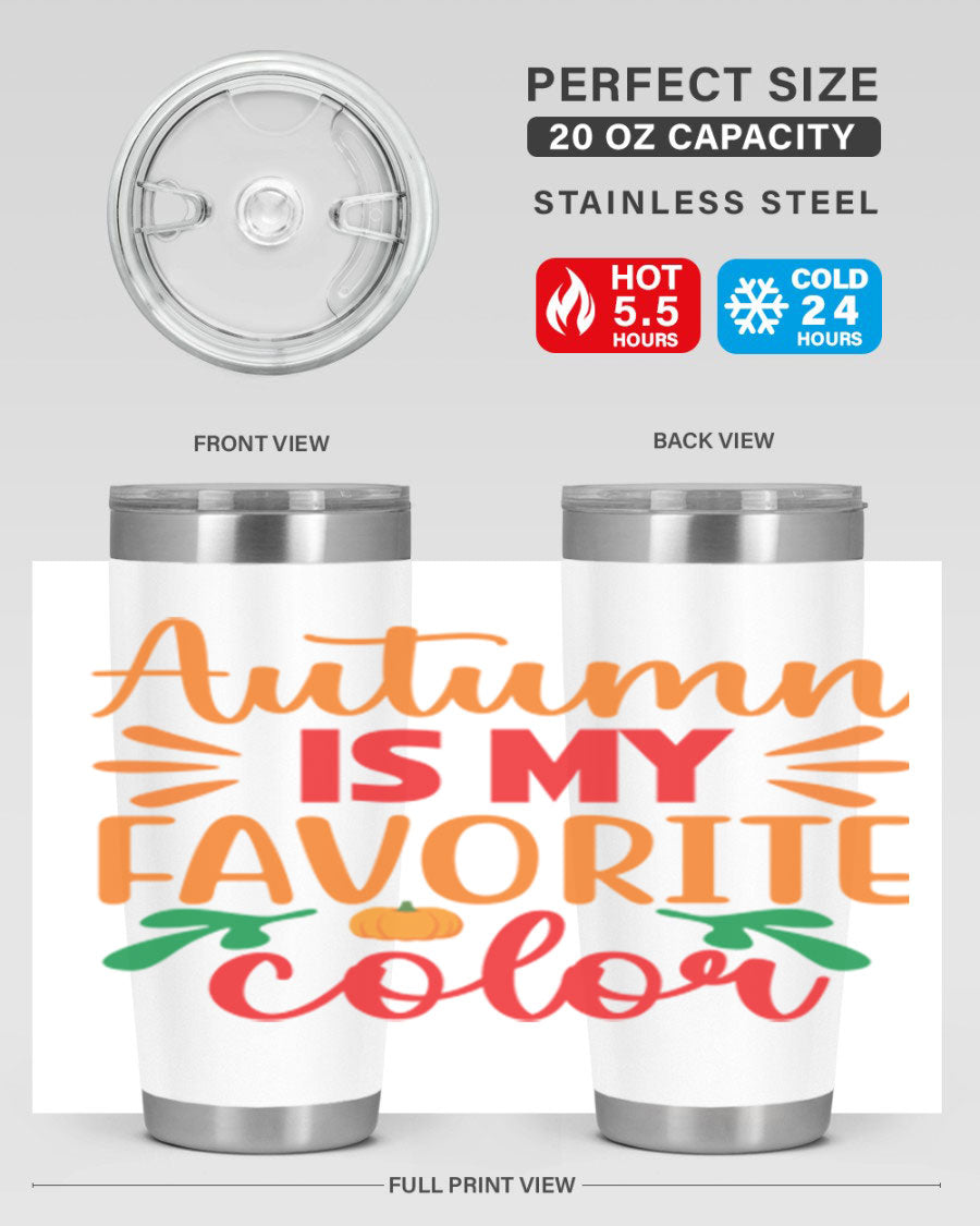 AutumnisMyFavoriteColor 41# Tumbler showcasing a stylish fall design, made of double wall vacuum stainless steel with copper lining.