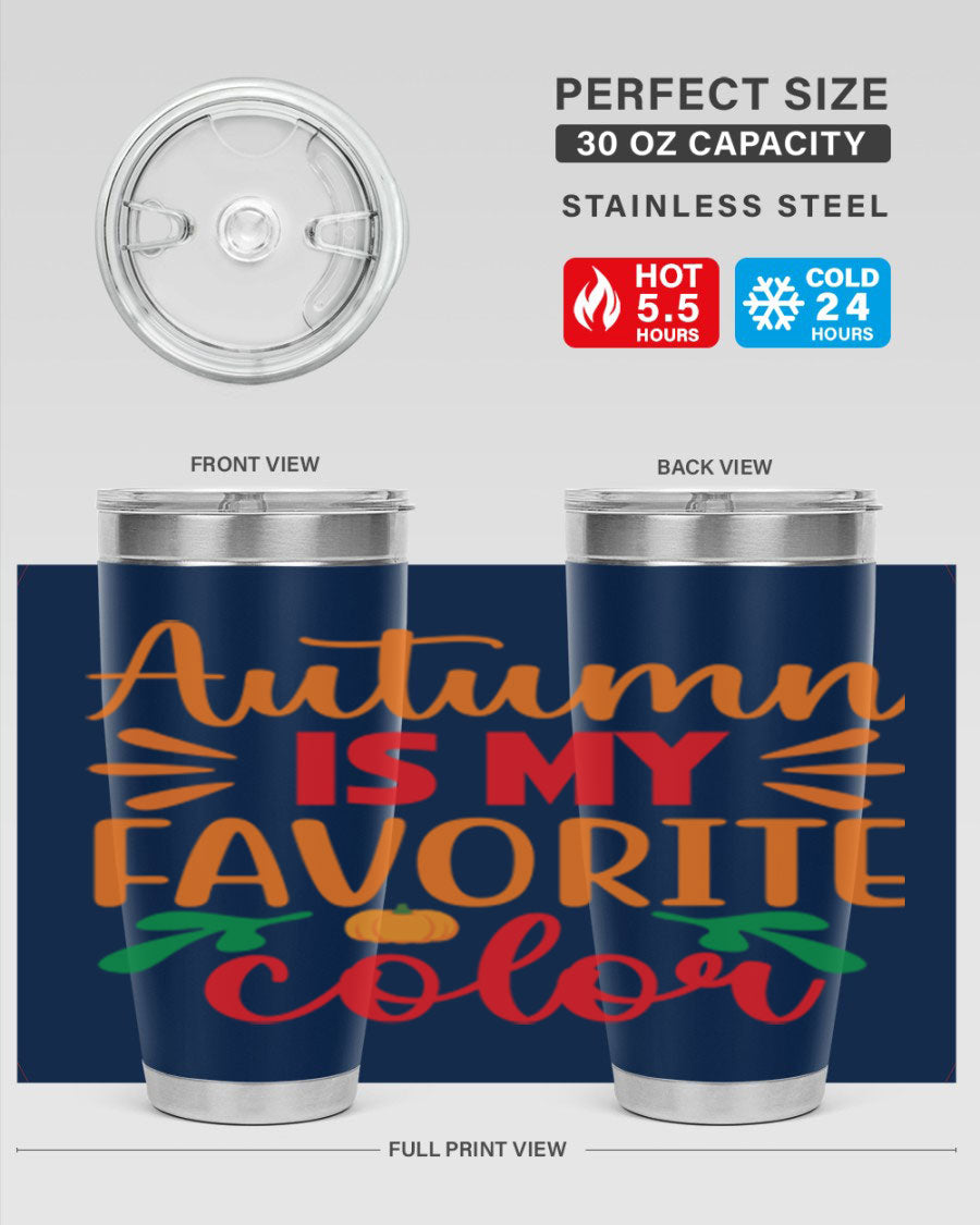 AutumnisMyFavoriteColor 41# Tumbler showcasing a stylish fall design, made of double wall vacuum stainless steel with copper lining.