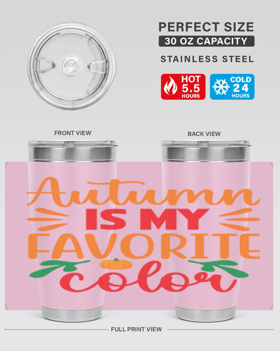 AutumnisMyFavoriteColor 41# Tumbler showcasing a stylish fall design, made of double wall vacuum stainless steel with copper lining.